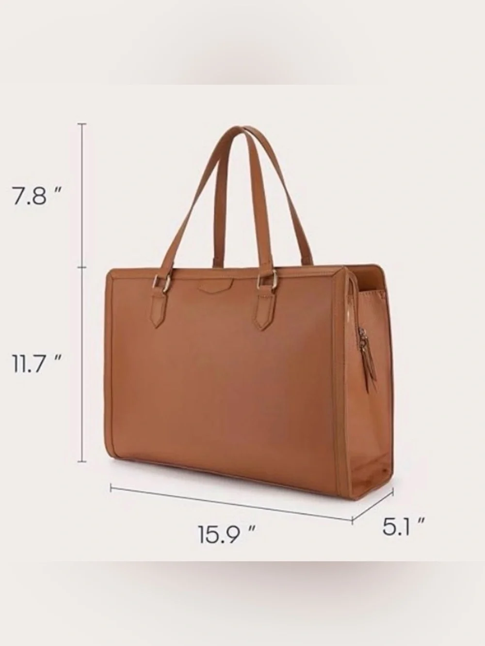 Classic Structured Tote Bag in Cognac Brown